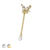 316L SURGICAL STEEL THREADLESS PUSH IN BUTTERFLY ROUND BEZEL CHAIN CZ TOP PART